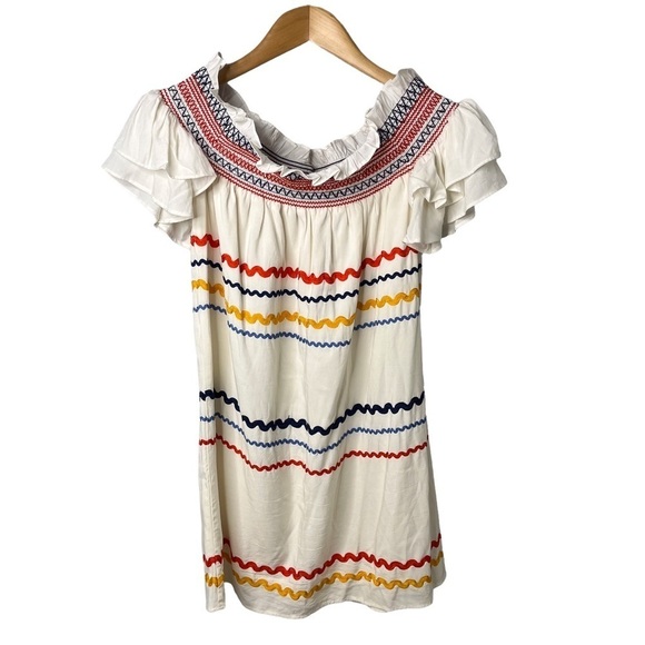 Red Carter Marilyn Dress Off The Shoulder Mini Dress Size Small Rickrack - Picture 4 of 7